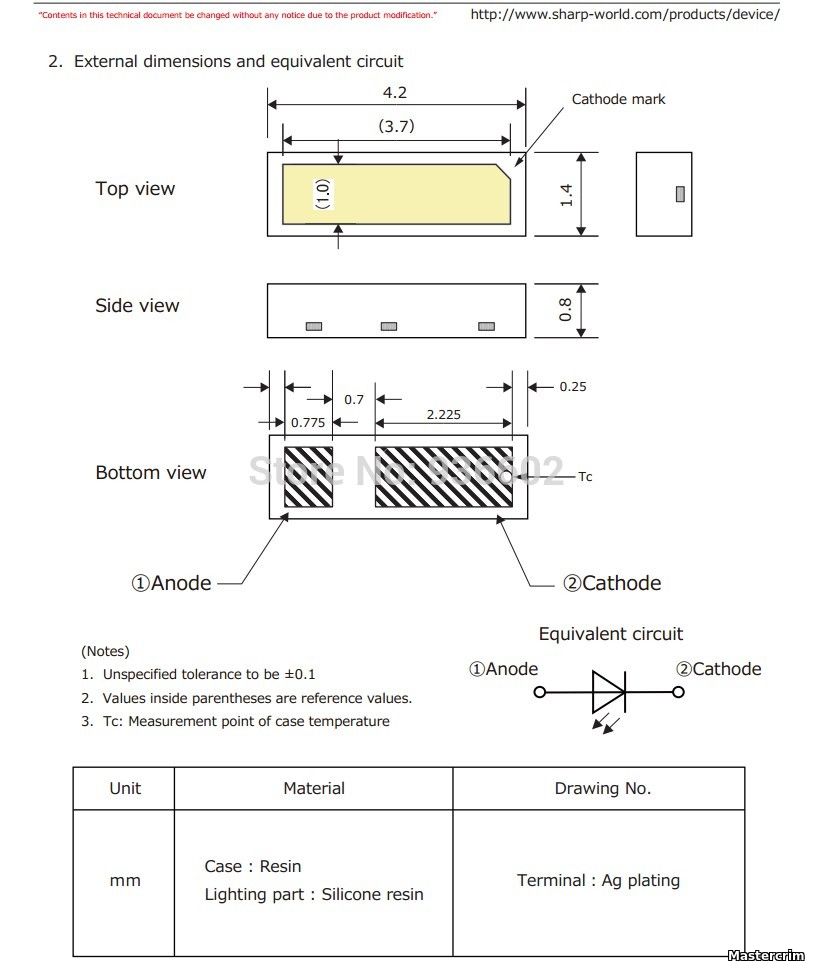 Светодиод для LED подсветки телевизоров Sharp 3В; 0,4Вт; 4214 GM5FM2CP10A