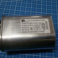 Высоковольтный конденсатор для микроволновой печи 0,95мкФ 2100В клемы 4,8мм