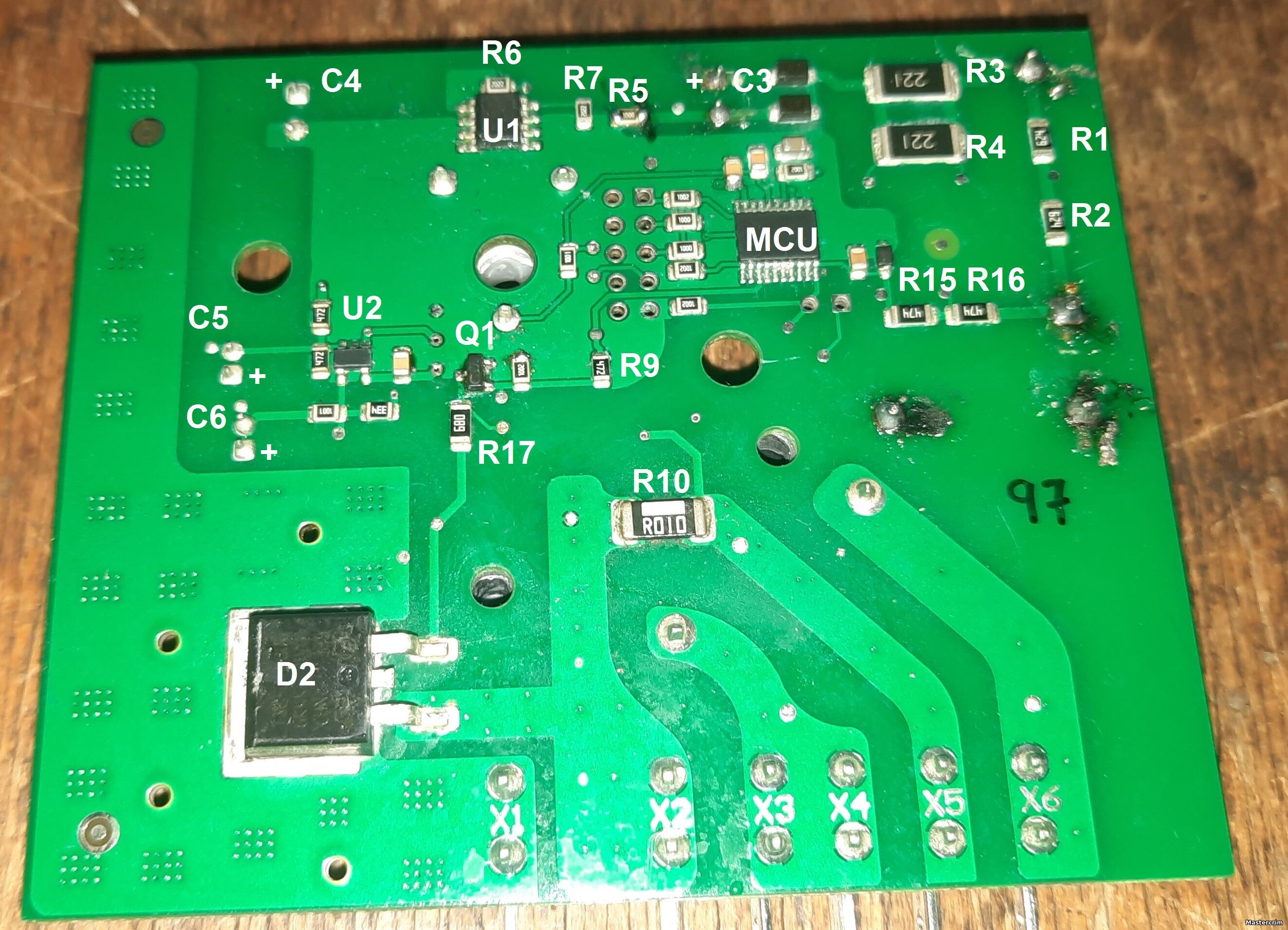 расположение элементов модуля управления 4.684-053.0 пылесоса Karcher WD 6 P V-25822T 1.628-313.0