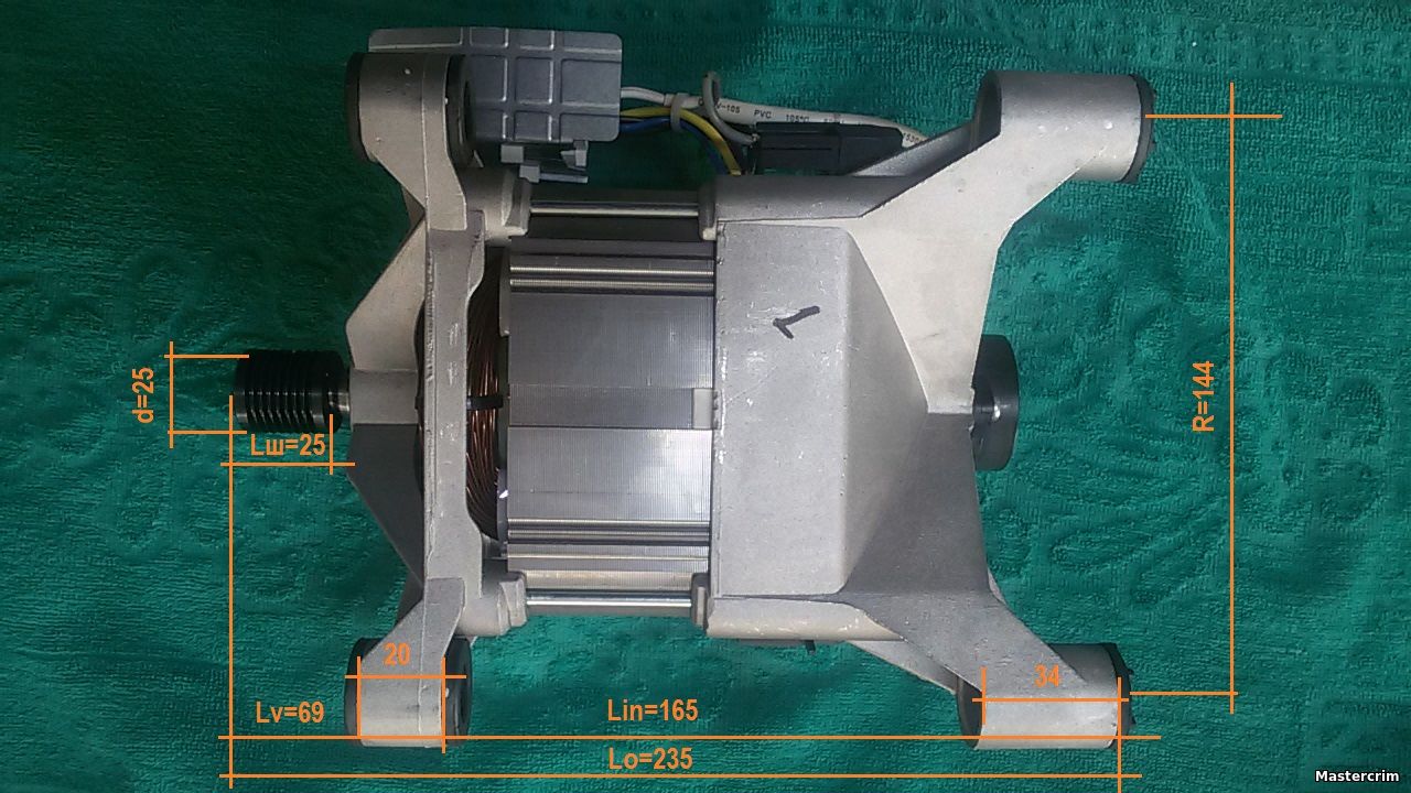Мотор, двигатель для стиральной машины Midea, Korting, Leran 11002011004057, Welling HXG-138-50-64L, 400W
