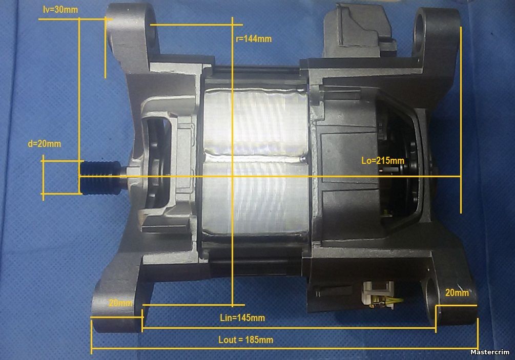 Мотор, двигатель для стиральной машины Bosch, Siemens, 00145713, 215мм, 580W